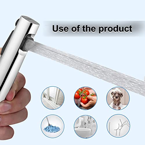 Hand Held Bidet Sprayer Dual Jet Mode Nozzle ABS Plastic Baby Cloth Diaper Spray Set with Faucet Dispenser Spring Hose Wall Mount Bracket