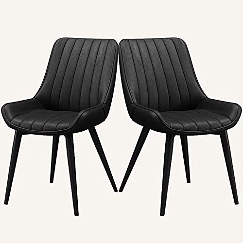 Modern Kitchen Dining Room Chairs PU Leather Dining Chairs Set Of 2 Kitchen Counter Chairs Leisure Living Room Corner Chairs With Metal Legs Seat