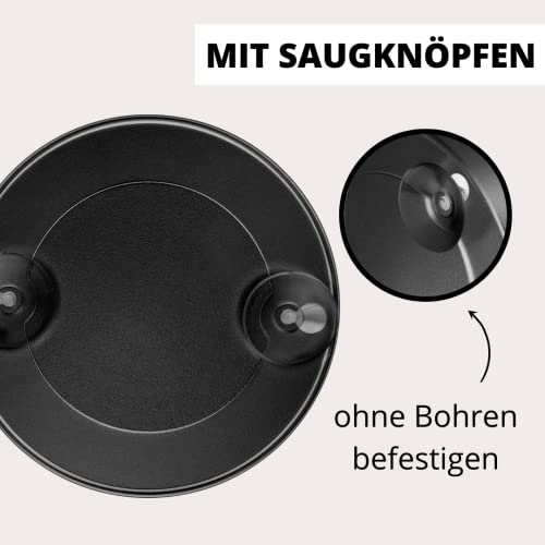 PARSA Beauty Suction Cup Shower Mirror Bathroom Mirror with 10x Magnification Black Matte