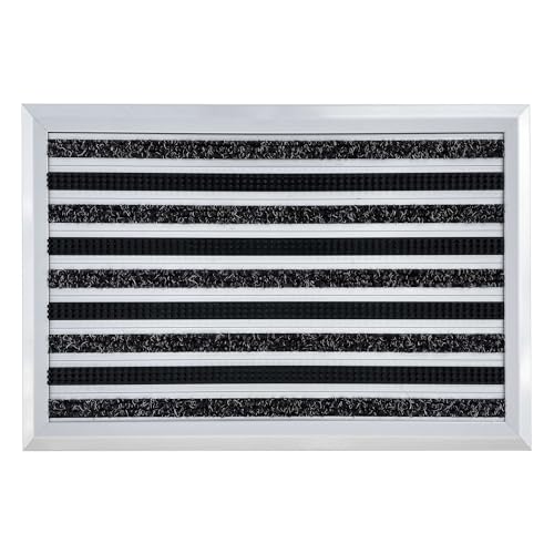 Nicoman Boot Scraper, Brush with Carpet Strip Doormat, Heavy Duty Barrier Dirt-Trapper Aluminium Metal Door Mat