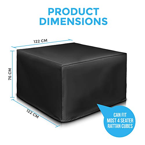 FiNeWaY Heavy Duty Rattan Cube Cover Outdoor Garden Patio Table Chair Seat Furniture Rain Waterproof Protector Protection Size 120cm x 120cm x 74