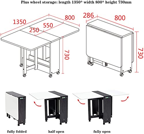 DISHENGZHEN Movable Folding Dining Table, Drop-Leaf Kitchen Island on Wheels Utility Storage Cart for Kitchen, Simple Modern Multifunctional Exte