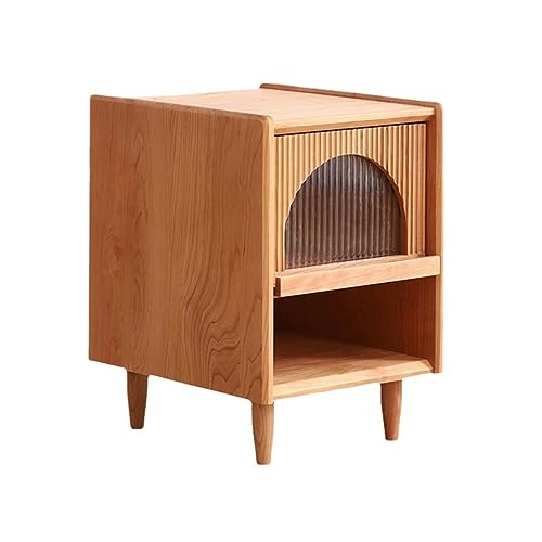 JYDQM Nightstand Narrow Mini Bedside Cabinet Locker Cherry Wood Bedroom Shelving