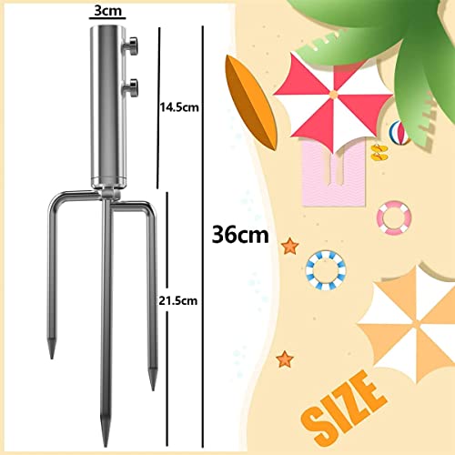 Mikytoper Umbrella Stand Anchor with 3 Spikes, Heavy Duty Metal Parasol Base, Outdoor Umbrella Steel Anchor for Beach Grass Sand