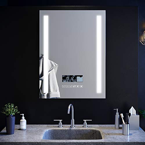 ELEGANT Illuminated LED Bathroom Mirror with Lights and Shaver Socket Magnifying Mirror 500 x 700 mm Button Switch