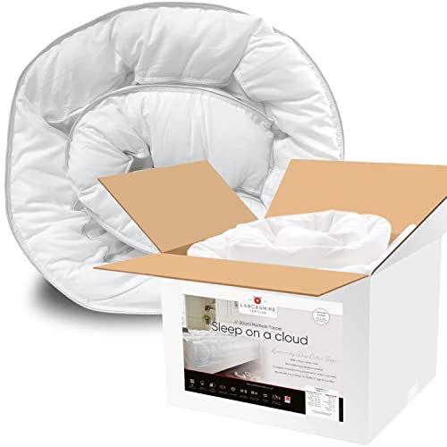 Lancashire Textiles Extra Thick 4 Inch Mattress Topper | Sleep On A Cloud Hollowfibre Filled 100% Cotton Extra Thick Mattress Topper | 230 Thread