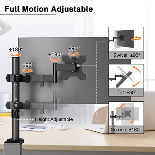PUTORSEN Universal VESA Pole Mount Fits 17 to 32 inch Screens, Full Motion TV Pole Mount Bracket with Articulating Arm, VESA 75mm and 100mm
