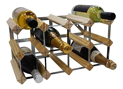 DS Wineware 12 Bottle 4X2 Traditional Wine Rack - Fully Assembled - FSC Certified Natural Pine