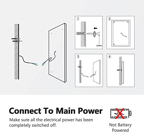 EMKE Backlit Illuminated Bathroom Mirror with Lights 400x600mm, Wall Mounted Multifunction LED Bathroom Vanity Mirror with LED Lights and Demiste
