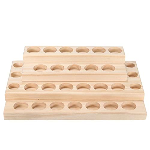 PhantomSky 30 Slots Wooden Aromatherapy Essential Oil Carrying Case, Natural Wood Essential Oil Organizer Storage Box Case Display Holds for Trav