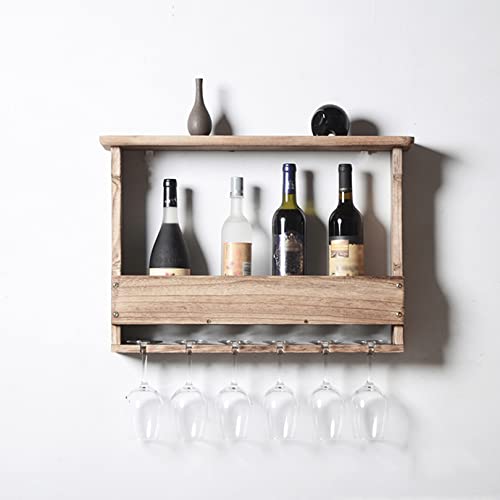 Vintage Rustic Wooden Wine Rack, Wine Bottle Storage Organizer Wall-mounted Wine Rack Wine Shelves for Home Kitchen Bar Cabinets
