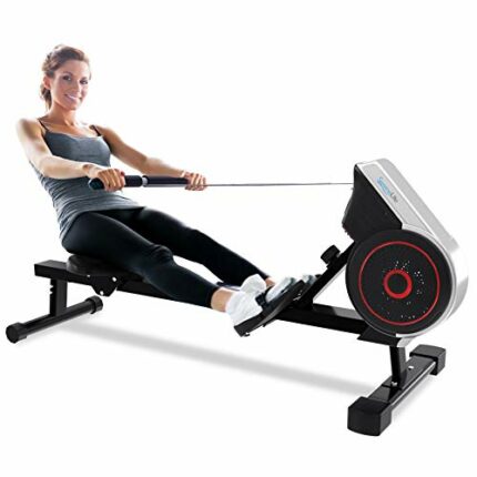 SereneLife Digital Folding Rowing Machines Magnetic - 8 Level Magnetic Resistance Rowing Machine Exercise - Foldable Travel Portable Rower Fitnes