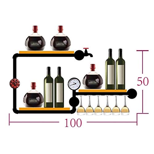 LIUZH Wall Decoration Wine Rack, Home Wall Wine Rack, Vintage Industrial Wall Iron Wine Rack