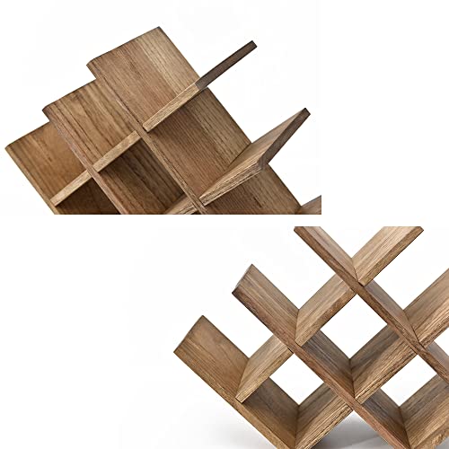 KIRIGEN 8-Bottle Countertop Wine Rack - Wine Bottle Holder for Bar Table/Wine Cabinet Free Standing - Wood 3-Tier Wine Display and Storage Shelve