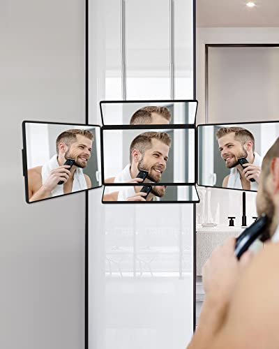 5 Way Mirror, Barber Mirror for Self Hair Cutting, 360° Mirror for Men Shaving, Makeup Mirror with Height Adjusta for Braiding Hair Styling Dye H