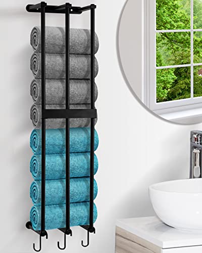 XIAPIA Towel Rail for Bathroom, Steel Towel Rack for Bathroom Wall, Wall Towel Rack for Rolled Towels Storage for Small Bathroom, Wall Mounted To