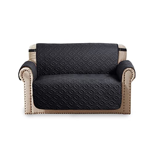 Oxford Homeware Sofa Slipcovers 3 Seater Embossed Water Proof with Adjustable Elastic Straps Quilted Reversible Sofa Covers for Pets & Kids (Ligh