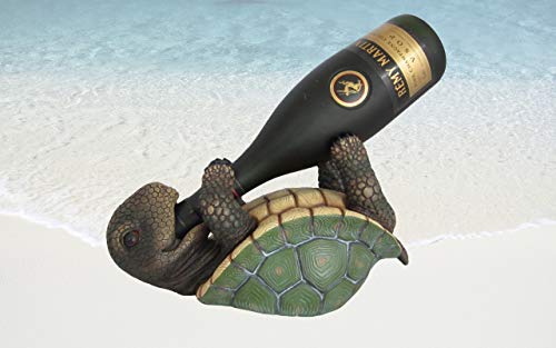 DWK-HD36917 – Outstanding 11.5 Inch Turtle Wine Bottle Holder Figure - Home Decor Sculpture Decoration with Amazing Detail - Decorative Nautical