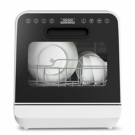 SKREOJF Dishwasher Household Small Desktop Does Not Need to Install 6 Sets of Automatic Water Inlet Brush Bowl Machine, Suitable for Various Kitc