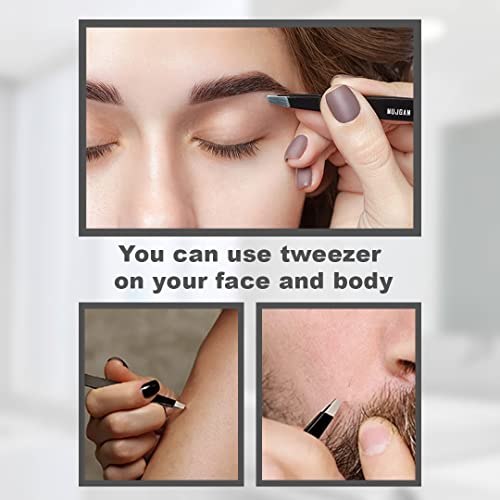 MUJGAN Magnifying Mirror and Tweezers Kit, 10X Magnifier Compact Mirrors with Suction Cups, Travel Mirror for Makeup, Eyebrow Tweezing, Blackhead