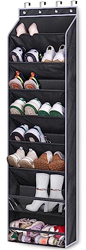 KEETDY Over the Door Shoe Organizer with 8 Deep Pockets, 6 Tilting Pockets and 2 Three-dimensional Pockets Shoe Holder for Narrow Door Shoe Stora