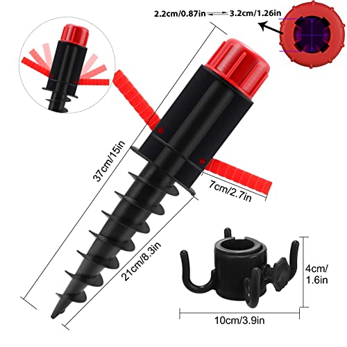 Mikytoper Beach Parasol Base, Sand Anchor for Parasols, Beach Parasol Stand Screw Anchor with Handle for Beach/Sand/Grass/Land, for 22-32 mm Pole