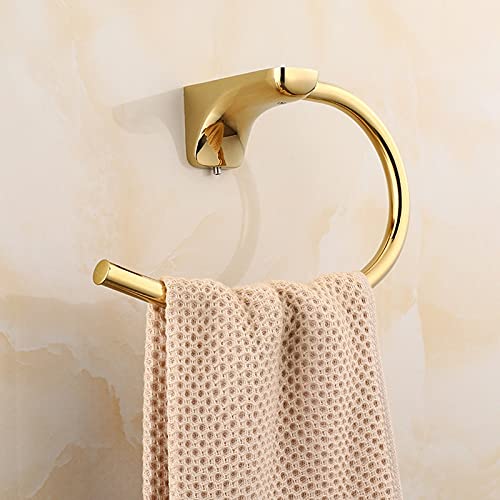 LIUZH Towel Holder Gold Non Perforated Semicircle Towel Ring Bathroom Towel Rack Stainless Steel Towel Rack Bathroom Pendant