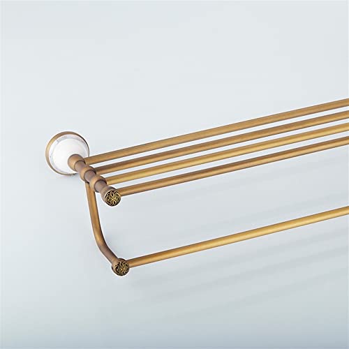 HIGOH Towel Racks,Bathroom Towel Rack Wall Mounted Towel Holder,All Copper European Towel Rack,Bathroom Antique Ceramic Base Towel Rail,New Retro