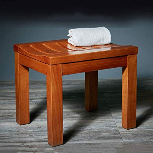 LUKEO Bed stool-Footstools, Stools Solid Wood Oak Foot Bath Stool Bench Elderly Bath Stool Non-slip Waterproof Shower Stool
