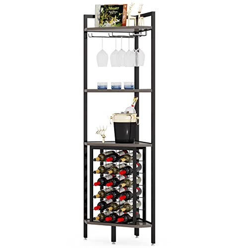 LITTLE TREE Corner Wine Rack, Engineered Wood Metal, Grey, S