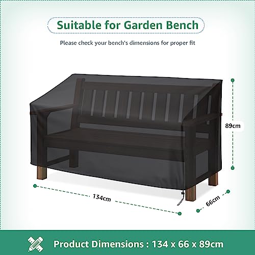 Garden Bench Cover 3 Seater Outdoor Waterproof Long Chair Cover 420D Oxford Fabric Patio Furniture Cover with Drawstring Cord and Storage Bag Bla