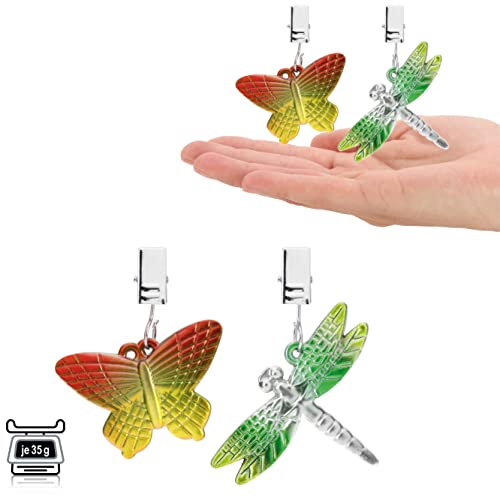 COM-FOUR® 8x tablecloth weights - tablecloth weights in the shape of dragonflies and butterflies - tablecloth clamps - approx. 35g each - tablecl