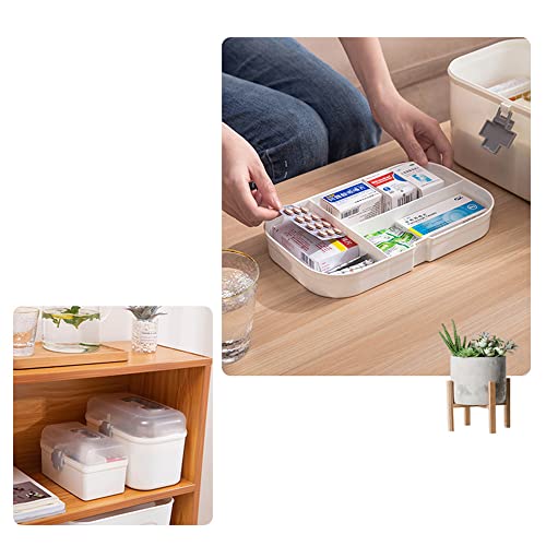 LIKEUDO 34 x 19 x 21.5 cm White 3 Layer First Aid Medicine Storage Box Family Medicine Organizer Emergency Medicine Organizer