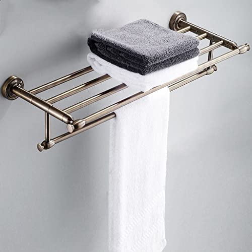 HIGOH Towel Racks,Bathroom Towel Rack Wall Mounted Towel Holder,All Copper Towel Rack,Bronze Bathroom Rack,Wall-Mounted Hardware European Retro B