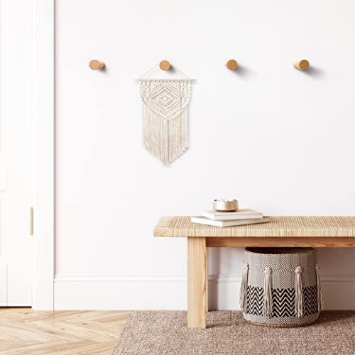 NAUMOO Natural Wooden Wall Hooks - Pack of 4 - Wall Mounted Hook - Modern Wood Coat Rack - Decorative Wooden Pegs for Hanging Hat, Towel, or Purs