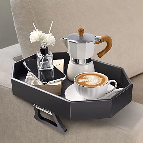 Wantsmart Sofa Arm Clip Table, Sofa arm Tray with Cup Holder, Couch Organizer for Drinks, Snacks, Remotes, Couch Armrest Table, Fits Most Standar