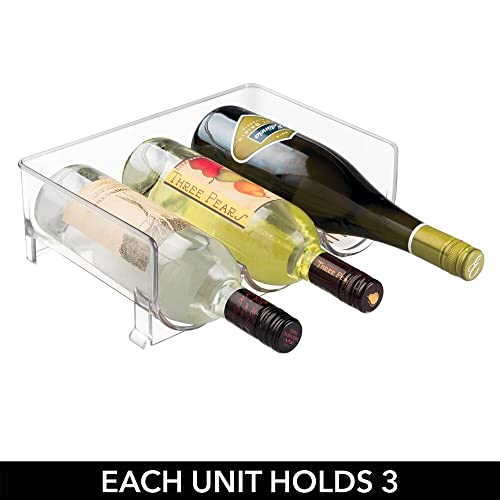 mDesign Set of 2 Stackable Wine Rack - Plastic Wine Bottle Rack - Horizontal Wine Holder Extends Wine and Cork Life - 6 Bottles Each - Clear