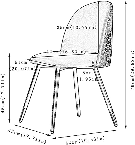 Kitchen Dining Chairs Flannel Embroidery Office Chair with Metal Legs Velvet Seat and Backrests,Living Room Lounge Chair (Color : Purple)