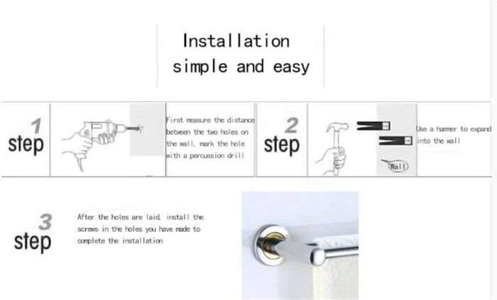 Bathroom Towel Bar Stainless Steel Double Wall Hanging Towel Rack Towel Hanging Towels Balcony Kitchen Bathroom Shelf Tower Hanger/80Cm