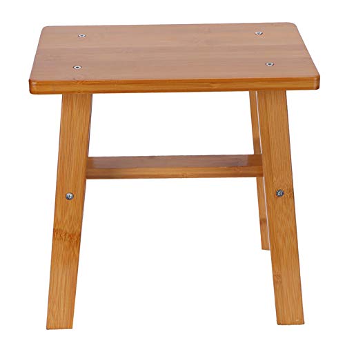Multipurpose Small Bamboo Stool Foot Rest Stool Shower Low Bench for Home Living Room Bathroom Supplies(M Rectangle)