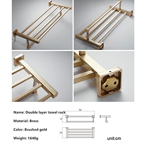 HIGOH Towel Racks,Bathroom Towel Rack Wall Mounted Towel Holder,Bathroom Accessories Solid Brass Towel Bar/Rack,Brushed Towel Holder,Bath Shelves