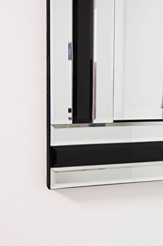 MirrorOutlet Large Bathroom Black + Silver Bevelled Triple Edge Wall Mirror 60cm X 90cm, 91x60
