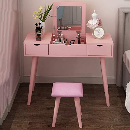 DINGZZ Dressing Table Small Apartment Mini Bedroom Economy Nordic Simple Flip Makeup Table