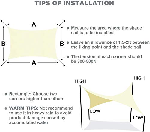 KAHEIGN Sun Shade Sail, 2.5m x 3m Waterproof 98% UV Block Sun Shade Canvas 120gsm Sunscreen Awning Canopy for Outdoor Garden Patio Yard Party (Cr
