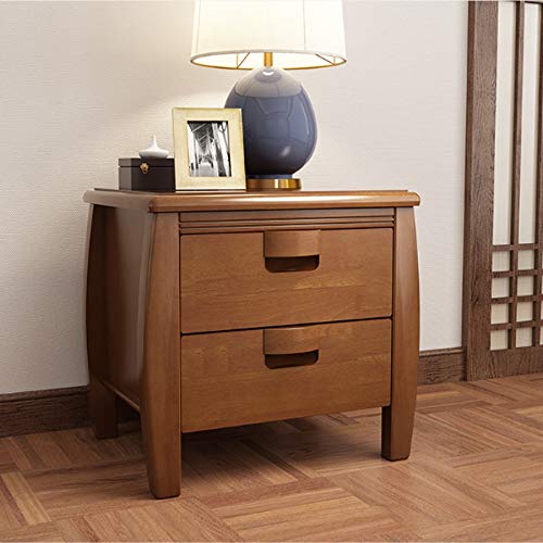 N/A Solid Wood Double Drawer Design Bedside Table, Mini Antique Simple Bedside Table