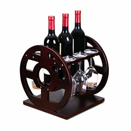 Wine racks metal Wine Rack Creative Wine Rack Solid Wood Cup Holder Shelf Goblet Holder Cup Holder Glassware Rack Can Put 6 Cups 3 Bottles Of Red
