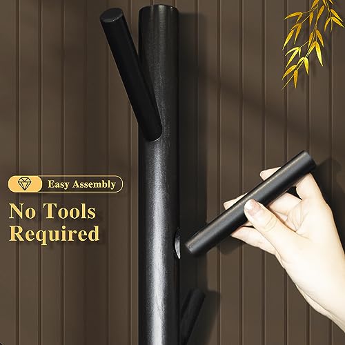 Z&L HOUSE Coat Racks Free Standing, Simple Solid Wooden Coat Tree, 8 Hooks and Adjustable Size Coat Hanger Stand, Used in the Office Bedroom Livi