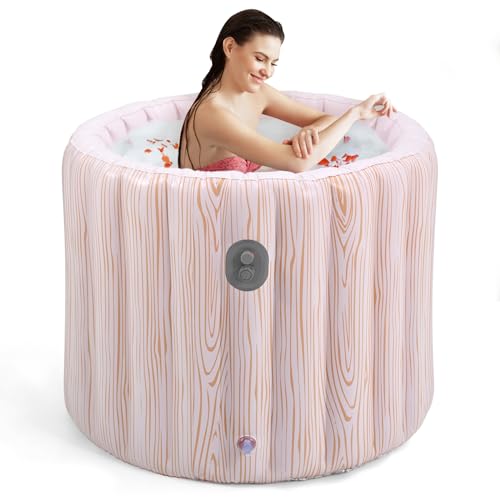 Portable Bathtub for Adults, Foldable Inflatable Soaking Bathtub for Hot Bath and Ice Bath, Bathroom Freestanding Bathtubs for Shower, 80x80cm