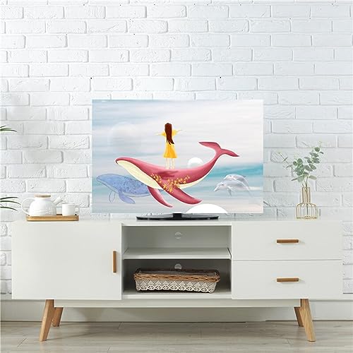 Qvo 32-80 Inches Universal TV Cover, Painting Pattern Television Cover Cloth Art Wall-Mounted Dustproof TV Screen Protector, Indoor Bedroom Livin