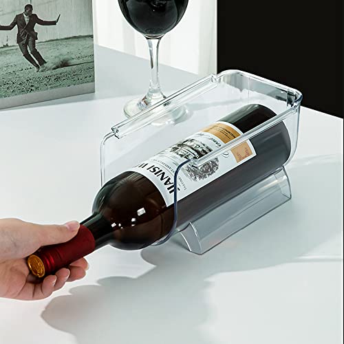 Heshebuy Set of 2 Bottle Racks, Fridge Organiser Bottle Rack, Stackable Wine Rack Bottle Holder Made of Plastic